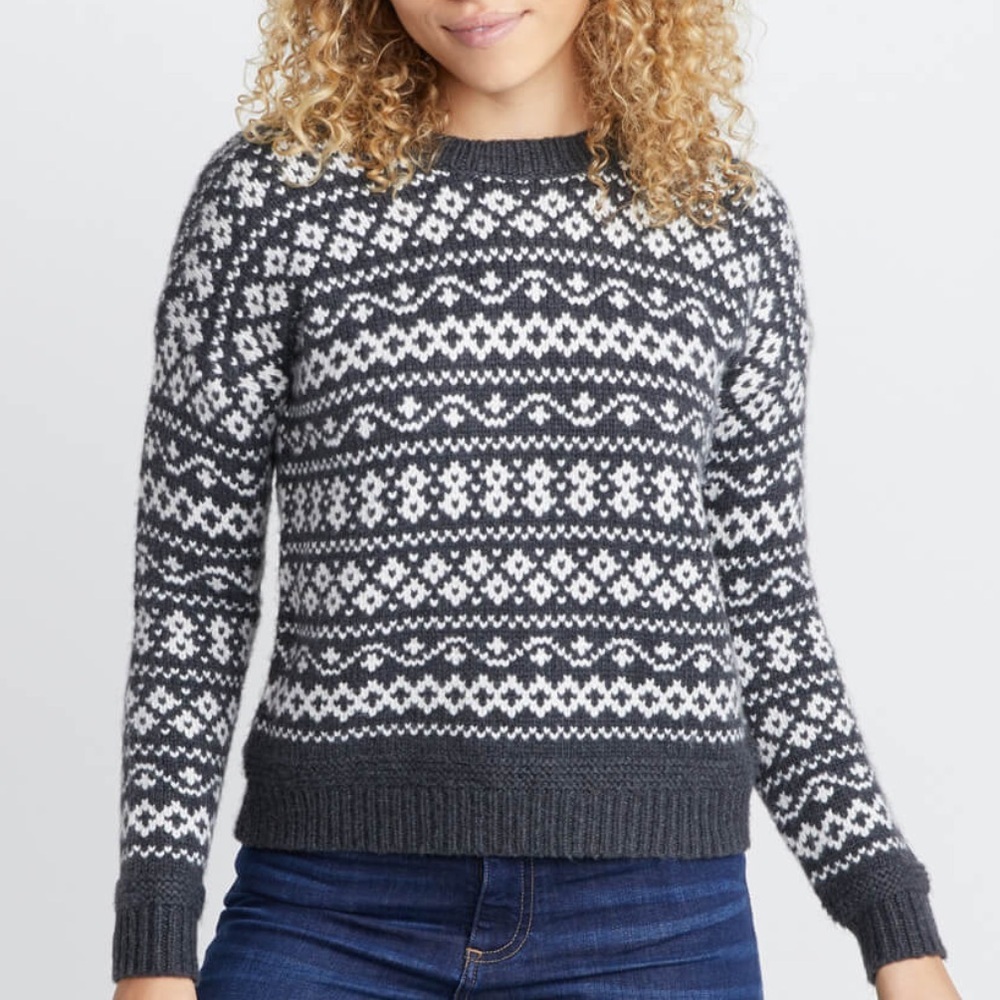 Marine Layer Jill Fair Isle Grey Wool Alpaca Blend Crewneck Sweater XL